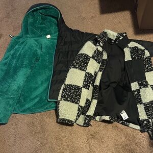 Lot of two boys size large fleece and reversible windbreaker jacket